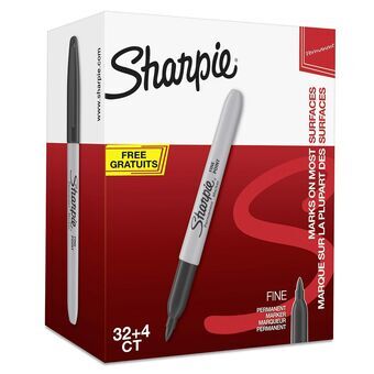 Markeerset Sharpie Fine Point Zwart 0,9 mm Permanent 36 Onderdelen