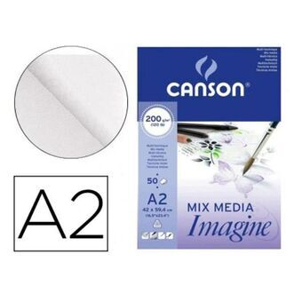 Tekenblok Canson C200006003 Wit A2 Papier 50 Lakens 120 g/m²