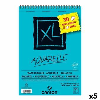 Tekenblok Canson AQUARELLE XL 21 x 29,7 cm 5 Stuks 30 Lakens 300 g/m² 210 x 297 mm