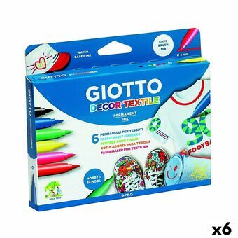 Set Viltstiften Giotto Decor Textile Multicolour (6 Stuks)