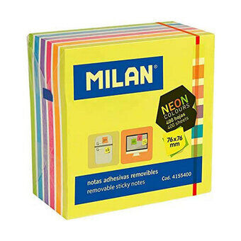 Schrijfblok Milan Neon Zelfklevend Geel (7,6 x 7,6 cm)