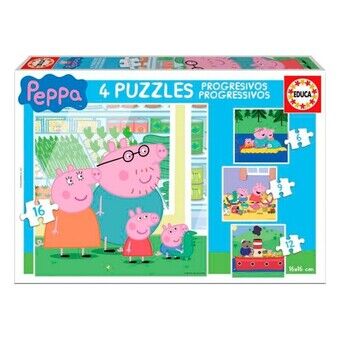 Set van 4 Puzzels   Peppa Pig Cosy corner         16 x 16 cm  