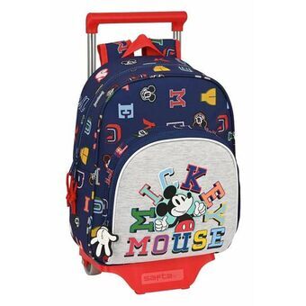 Schoolrugzak met Wielen Mickey Mouse Only one Marineblauw 28 x 34 x 10 cm