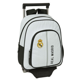 Schoolrugzak met Wielen Real Madrid C.F. Wit Grijs 28 x 34 x 10 cm