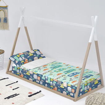 Gewatteerd beddengoed met ritssluiting HappyFriday Moshi Moshi Holidays Multicolour 90 x 200 cm