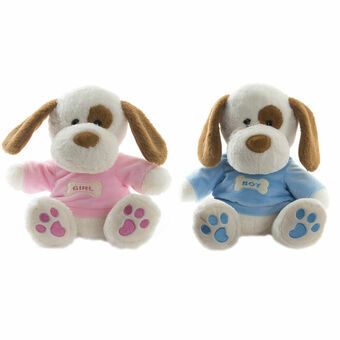 Knuffel DKD Home Decor Blauw Roze Polyester Hond (2 pcs) (20 x 20 x 30 cm)