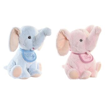 Knuffel DKD Home Decor Olifant Hemelsblauw Licht Roze (20 x 18 x 25 cm) (2 Stuks)