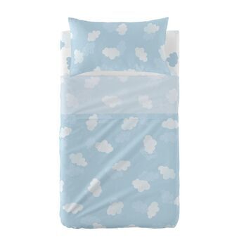 Set beddengoed HappyFriday Basic Kids Clouds Blauw 2 Onderdelen