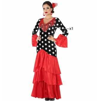 Kostuums voor Volwassenen Zwart Rood Flamenco danser Spanje - M/L - M/L