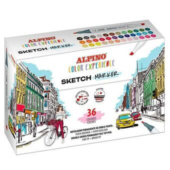 Set Viltstiften Alpino Sketch Marker Dubbelzijdig Multicolour (4 Stuks)