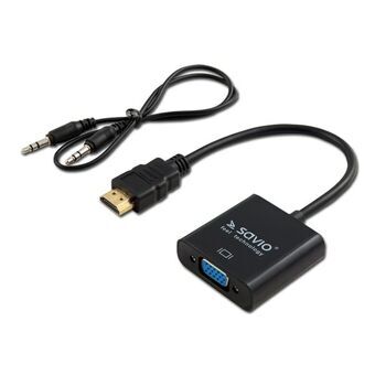 Adapter HDMI naar VGA met Audio Savio CL-23/B Zwart 50 cm