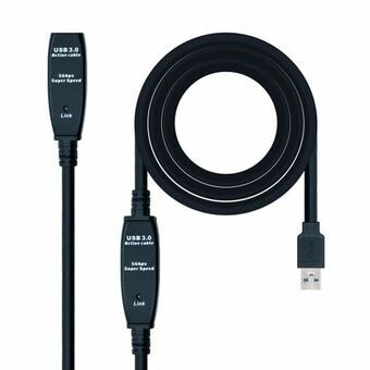 Verlengkabel USB NANOCABLE 10.01.0312 Zwart 10 m