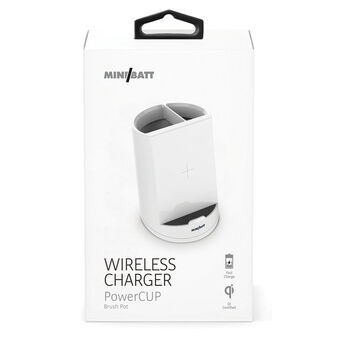 Draadloze Oplader met Mobielhouder MiniBatt PowerCUP Wit Potlood