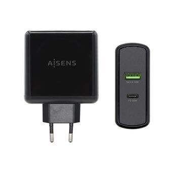 USB-Lader voor Wand Aisens ASCH-2PD30QC-BK Zwart 48 W USB-C (1 Stuks)