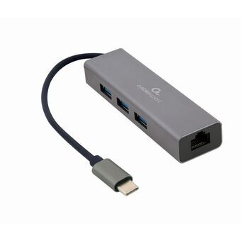 Hub USB-C 4 Poorten GEMBIRD A-CMU3-LAN-01 Wit Grijs