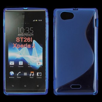 S-line Siliconen Cover - XPeria J (transparant/blauw)