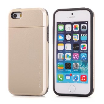 SPIGEN plastic en siliconen hoes met verborgen kaarthouder voor iPhone 5/5S - Lichtgoud