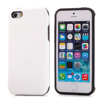 SPIGEN plastic en siliconen hoesje met verborgen kaarthouder voor iPhone 5/5S - Wit