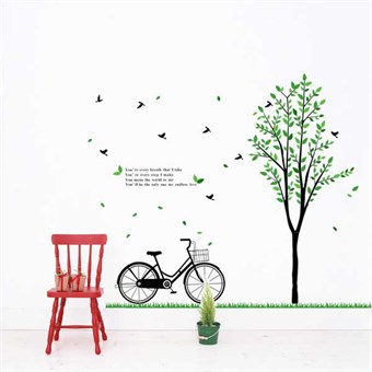 TipTop Muurstickers Groene Bomen & Fiets Patroon 