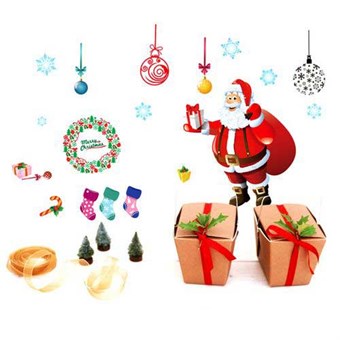 TipTop muurstickers mooie kerstman kerststijl verwijderbare PVC-stickers kamer 