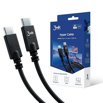 3MK Hyperkabel USB-C/USB-C 4K 60Hz kabel wit 1m 100W