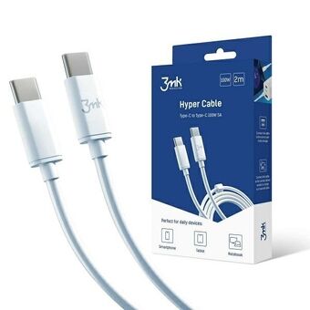 3MK Hyper-kabel USB-C/USB-C 2m 100W Kabel Wit