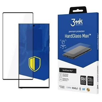 3MK HardGlass Max voor de Samsung S23 Ultra S918 in het zwart. Volledig scherm glazen vingerafdruk.