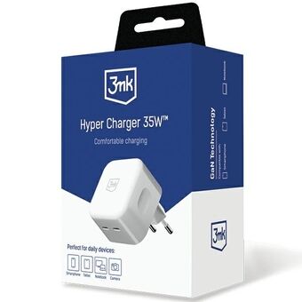 3MK Hyper Charger 35W 2xUSB-C snellader met QC