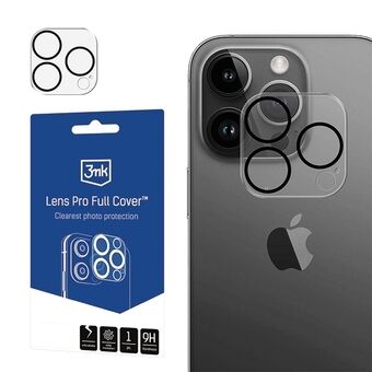 3MK Lens Pro Volledige Cover iPhone 14 Pro/14 Pro Max Gehard Glas voor de cameralens met montageframe 1 stuk