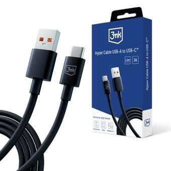 3MK Hyper Cable USB-A - USB-C 1,2m 5A Zwart