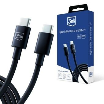 3MK Hyper Cable USB-C - USB-C 100W 1,2m Zwart/Zwarte Kabel