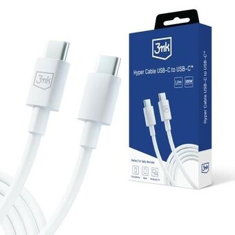 3MK Hyper Cable USB-C - USB-C 100W 1.2m Witte Kabel