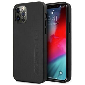 AMG iPhone 12 Pro Max Zwart Hardcase Leder Hot Stamped