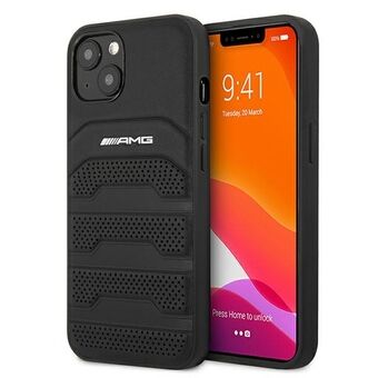 AMG iPhone 13 Mini zwarte hardcase lederen reliëflijnen