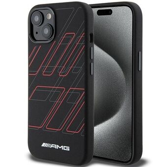 AMG AMHMP15S23SSPK iPhone 15 / 14 / 13 6.1" zwart hardcase siliconenhoesje met groot ruitpatroon en MagSafe