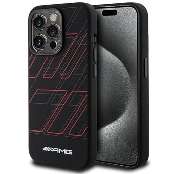 AMG AMHMP15L23SSPK iPhone 15 Pro 6.1" zwart hardcase siliconen hoesje met groot ruitjespatroon en MagSafe