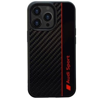 Audi Carbon Fiber Stripe iPhone 13 Pro / 13 6.1" zwart/black hardcase AUS-TPUPCIP13P-R8/D1-BK