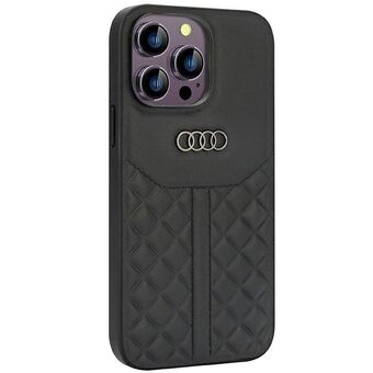 Audi echt lederen iPhone 14 Pro Max 6,7" zwart/zwart hoesje AU-TPUPCIP14PM-Q8/D1-BK