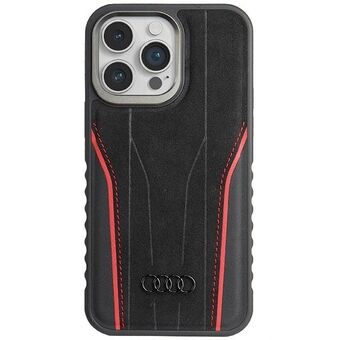 Audi Authentieke Leren MagSafe iPhone 14 Pro 6.1" zwart-rood hardcase AU-TPUPCMIP14P-R8/D3-RD.