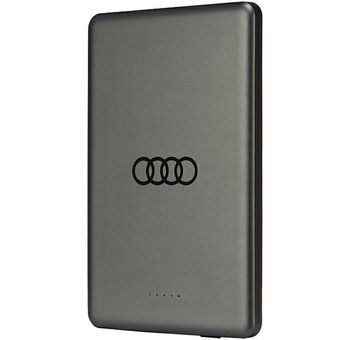 Audi Powerbank inductie 15W 5000mAh grijs Big Logo MagSafe AU-MWPB5000-GT/D1-GY