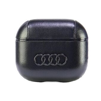 Audi Leren Groot Logo AirPods 3 hoesje czarny/zwart AU-AP3-GT/D3-BK