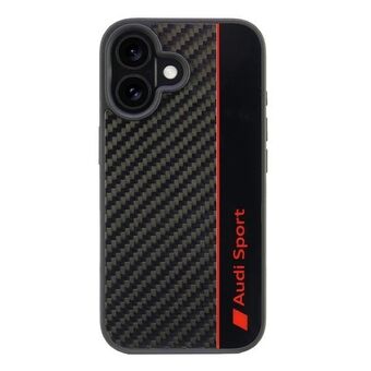 Audi Carbon Fiber Stripe iPhone 16 6.1" zwart/black hardcase AUS-TPUPCIP16-R8/D1-BK