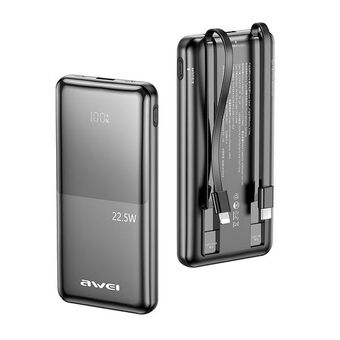 AWEI PowerBank P76K 10000mAh 22.5W zwart Digital Display