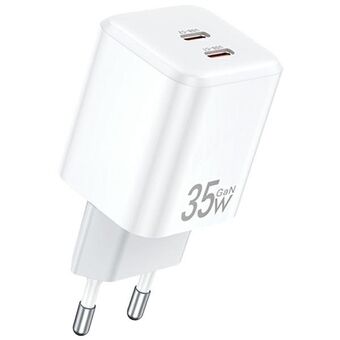 AWEI opl. ver. PD65-EU 35W 2x USB-C wit/white GaN