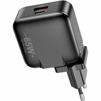 AWEI lader. netv. PD55-EU 65W USB + USB-C zwart/black GaN