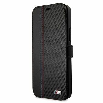 Etui BMW BMFLBKP12SMCARBK voor iPhone 12 mini 5,4" in het zwart, uit de M Collection PU Carbon Stripe.