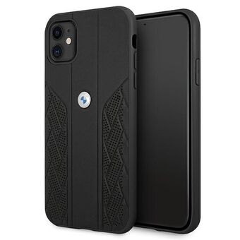 Etui voor BMW BMHCN61RSPPK iPhone 11 / Xr 6,1" zwart hardcase lederen Curve Perforate.