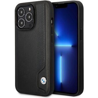 Etui BMW BMHCP14X22RBDK iPhone 14 Pro Max 6,7 "zwart zwart hardcase leer blauwe stippen