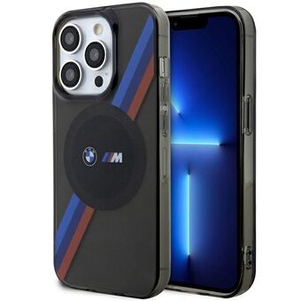 Hoesje BMW BMHMP14LHDTK iPhone 14 Pro 6.1" grijs/grijs Tricolor Stripes MagSafe