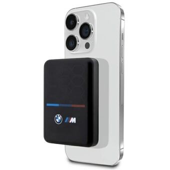 BMW BMPBMS3K22PGVK 5W 3000mAh inductieve powerbank + kabel zwart/zwart M Collection MagSafe